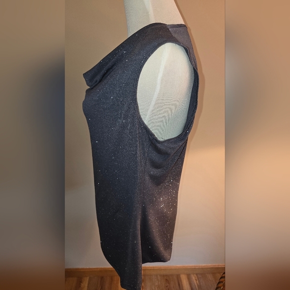 Roz & Ali Metallic  Sparkle Gray Cowl Neck Top SLEEVELESS Size XL - Picture 3 of 6